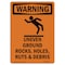 Signmission Safety Sign, OSHA WARNING, 7" Height, Uneven Ground Rocks, Portrait OS-WS-D-57-V-13589 - alternate 1